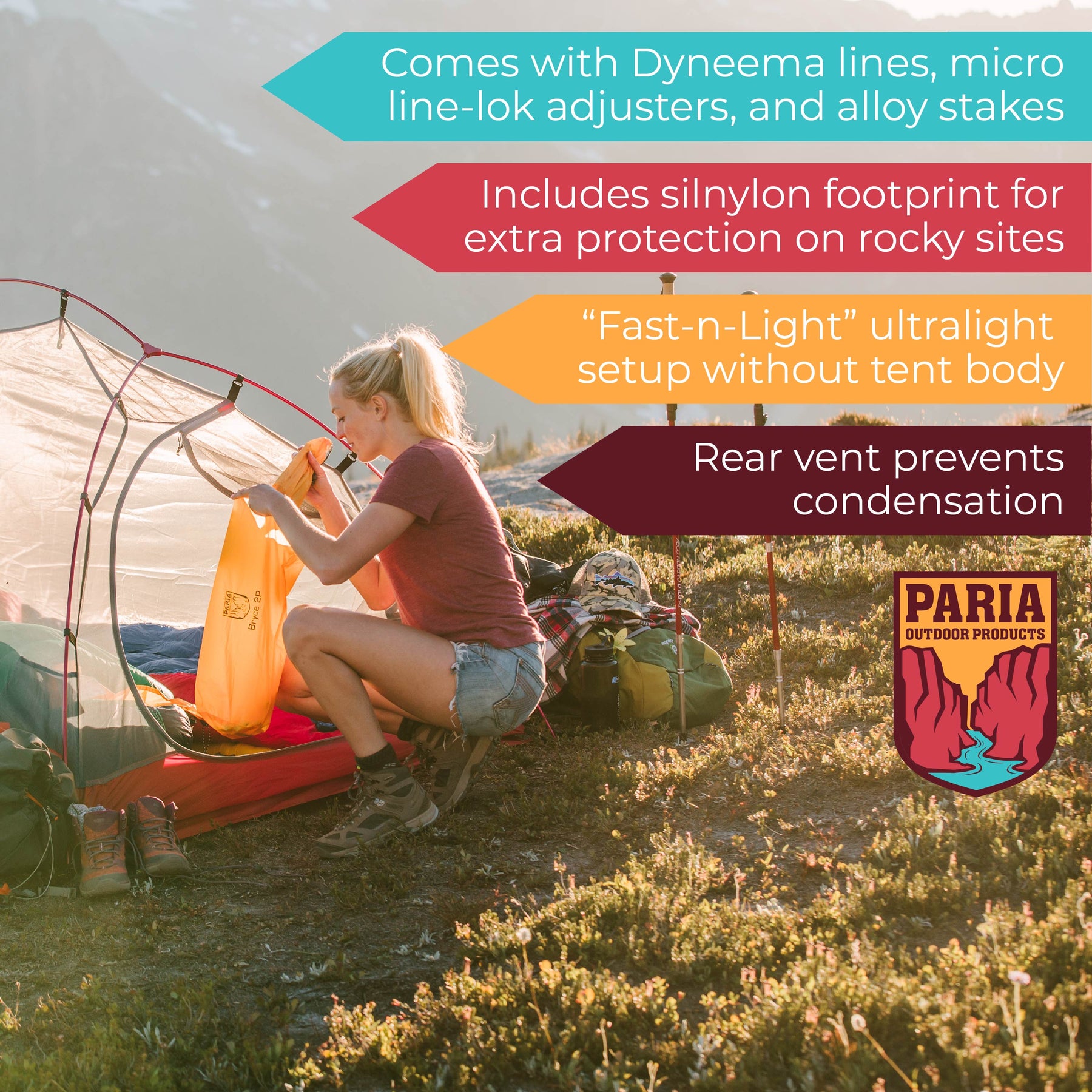 Affordable Backpacking Tent Bryce 1P and 2P Tents Paria Outdoor Products