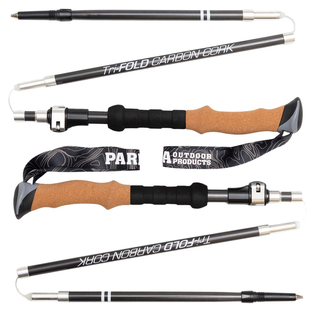 best retractable fishing pole for hiking Tri-Fold Carbon Cork Trekking Poles Black - 120 cm (115